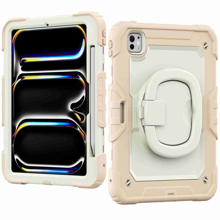 For iPad Pro 11 2024 Handle Silicone Hydric PC Tablet Case with Shoulder Strap(Beige Rose Gold) - iPad Pro 11 2024 Cases by PMC TechLife | Online Shopping South Africa | PMC TechLife | Buy Now Pay Later Mobicred