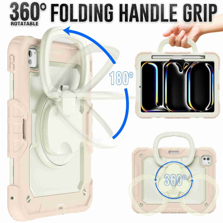For iPad Pro 11 2024 Handle Silicone Hydric PC Tablet Case with Shoulder Strap(Beige Rose Gold) - iPad Pro 11 2024 Cases by PMC TechLife | Online Shopping South Africa | PMC TechLife | Buy Now Pay Later Mobicred