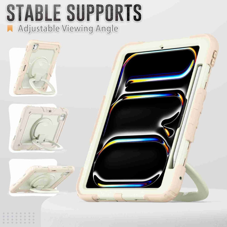 For iPad Pro 11 2024 Handle Silicone Hydric PC Tablet Case with Shoulder Strap(Beige Rose Gold) - iPad Pro 11 2024 Cases by PMC TechLife | Online Shopping South Africa | PMC TechLife | Buy Now Pay Later Mobicred