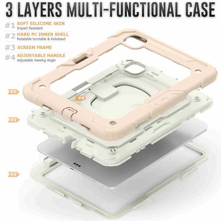For iPad Pro 11 2024 Handle Silicone Hydric PC Tablet Case with Shoulder Strap(Beige Rose Gold) - iPad Pro 11 2024 Cases by PMC TechLife | Online Shopping South Africa | PMC TechLife | Buy Now Pay Later Mobicred