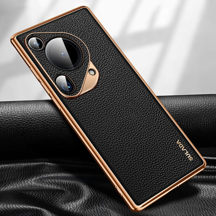 For Huawei Pura 70 Ultra SULADA TPU + Litchi Texture Leather Phone Case(Black) - free shipping - PMC Jewellery - Order now!