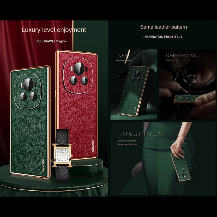 For Honor Magic6 SULADA TPU + Litchi Texture Leather Phone Case(Green) - free shipping - PMC Jewellery - Order now!