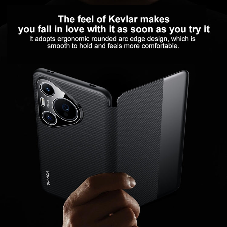 For Huawei Pura 70 Pro SULADA Kevlar 600D Texture Smart Window Leather Phone Case(Black) - Huawei Cases by SULADA | Online Shopping South Africa | PMC Jewellery | Buy Now Pay Later Mobicred