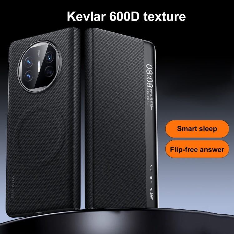 For Huawei Mate X5 SULADA Kevlar 600D Texture Smart Window Leather Phone Case(Black) - Huawei Cases by SULADA | Online Shopping South Africa | PMC TechLife | Buy Now Pay Later Mobicred