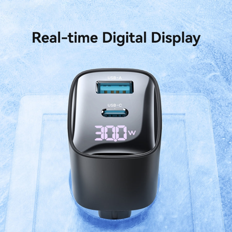 USAMS CC229 30W USB+USB-C / Type-C Dual Port GaN Digital Display Charger, Specifications: EU Plug(Black) - free shipping - PMC Jewellery - Order now!