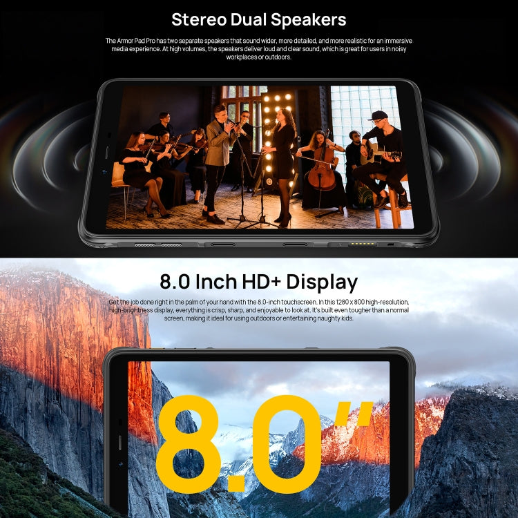 Ulefone Armor Pad Pro Rugged Tablet PC, 8GB+128GB, 8 inch Android 13 MediaTek MT8788 Octa Core 4G Network, EU Plug(Black) - free shipping - PMC TechLife - Order now!