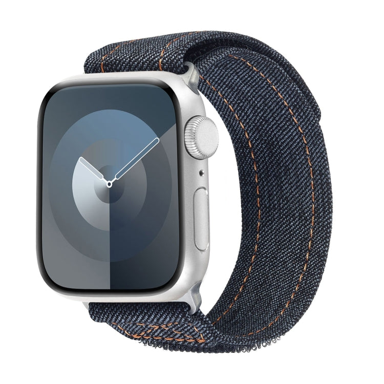 For Apple Watch SE 2023 44mm Cowboy Nylon Hook and Loop Fastener Watch Band(Black) - Watch Bands by PMc TechLife | Online Shopping South Africa | PMc TechLife | Buy Now Pay Later Mobicred