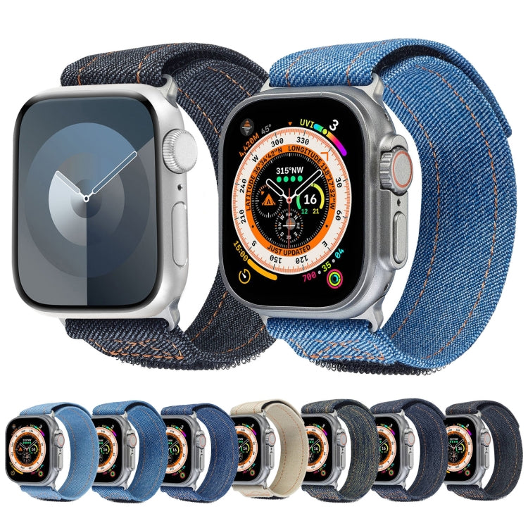For Apple Watch SE 2023 44mm Cowboy Nylon Hook and Loop Fastener Watch Band(Black) - Watch Bands by PMc TechLife | Online Shopping South Africa | PMc TechLife | Buy Now Pay Later Mobicred