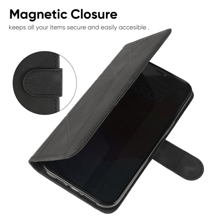 For Google Pixel 9 Pro XL Skin Feel Geometric Lines Leather Phone Case(Black) - Google Cases by PMC TechLife | Online Shopping South Africa | PMC TechLife | Buy Now Pay Later Mobicred