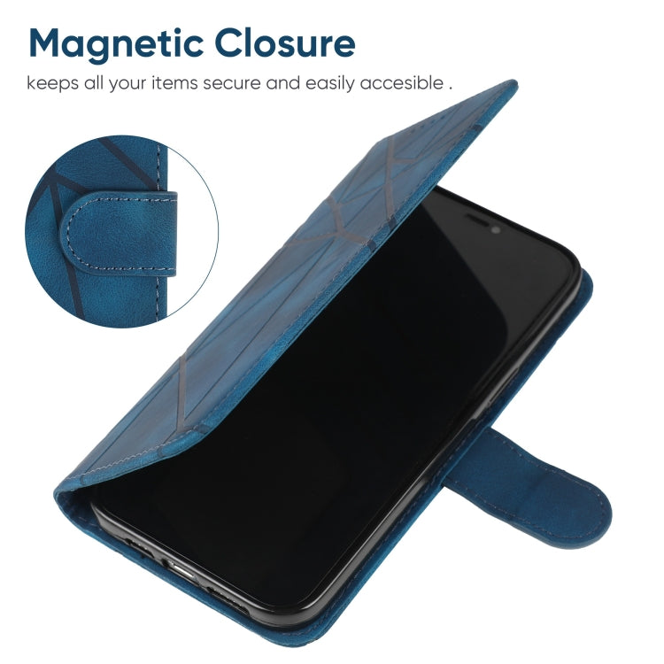 For Google Pixel 9 Pro XL Skin Feel Geometric Lines Leather Phone Case(Blue) - Google Cases by PMC TechLife | Online Shopping South Africa | PMC TechLife | Buy Now Pay Later Mobicred