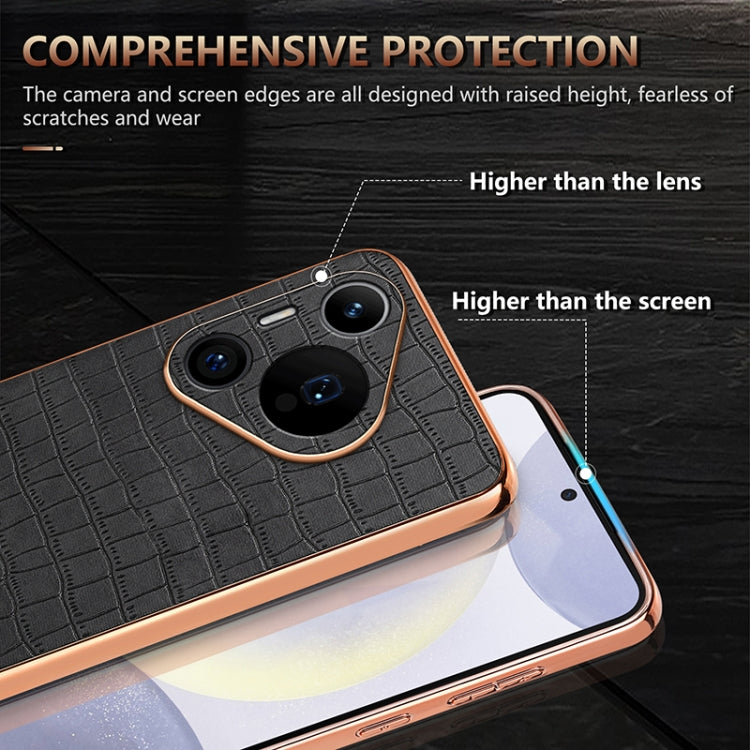 For Huawei Pura 70 Pro / 70 Pro+ AZNS Electroplated Frame Crocodile Texture Full Coverage Phone Case(Blue) - free shipping - PMC Jewellery - Order now!