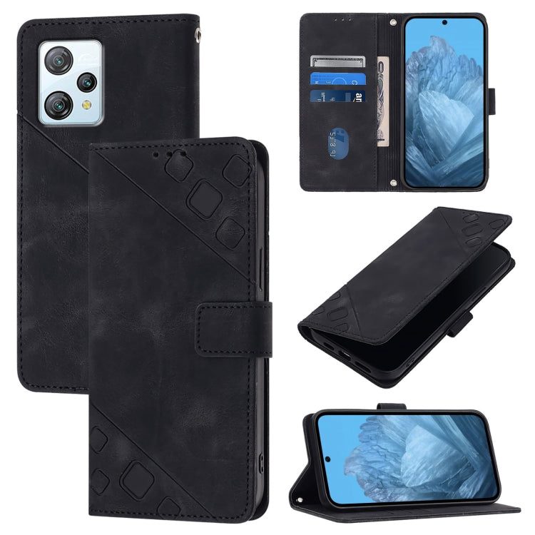 For Blackview A53 Skin Feel Embossed Leather Phone Case(Black) - More Brand by PMC TechLife | Online Shopping South Africa | PMC TechLife | Buy Now Pay Later Mobicred