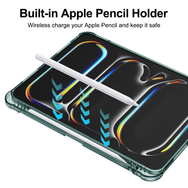 For iPad Pro 11 2024 Tri-fold Holder TPU Cover Frosted Leather Smart Tablet Case withh Pen Slot(Dark Green) - iPad Pro 11 2024 Cases by PMC TechLife | Online Shopping South Africa | PMC TechLife | Buy Now Pay Later Mobicred