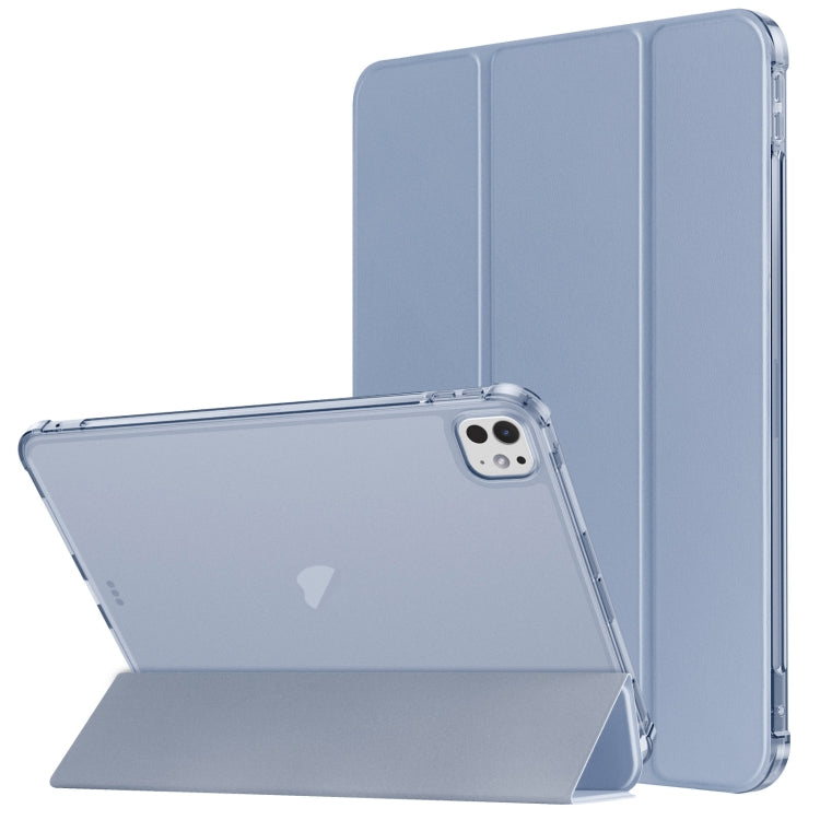 For iPad Pro 11 2024 Tri-fold Holder TPU Cover Frosted Leather Smart Tablet Case withh Pen Slot(Purple) - iPad Pro 11 2024 Cases by PMC TechLife | Online Shopping South Africa | PMC TechLife | Buy Now Pay Later Mobicred