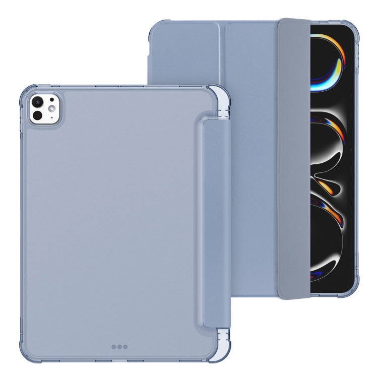For iPad Pro 11 2024 Tri-fold Holder TPU Cover Frosted Leather Smart Tablet Case withh Pen Slot(Purple) - iPad Pro 11 2024 Cases by PMC TechLife | Online Shopping South Africa | PMC TechLife | Buy Now Pay Later Mobicred