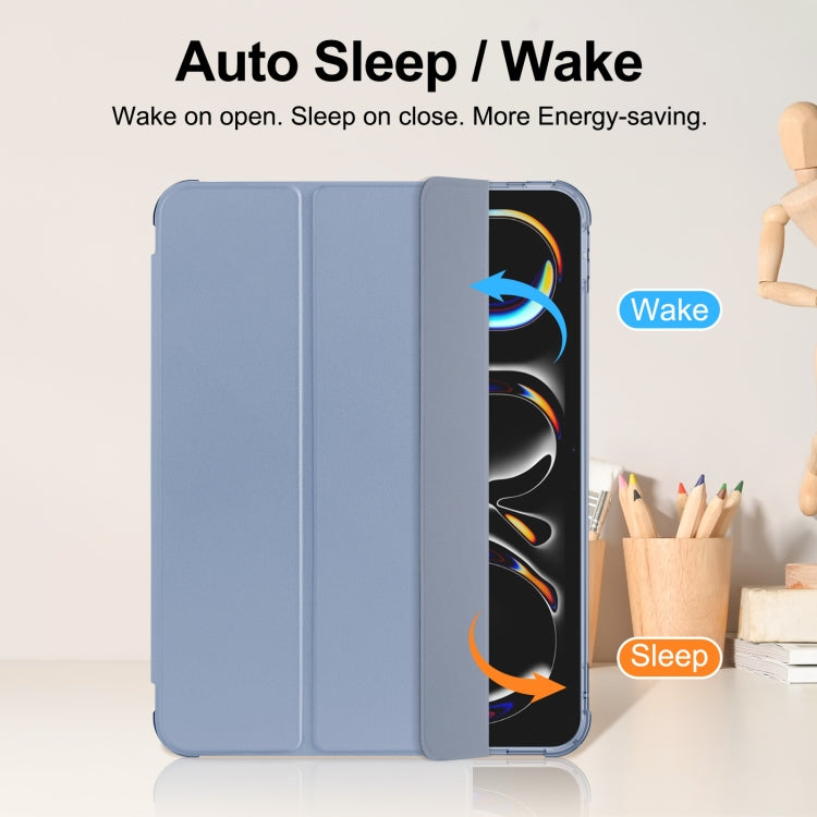 For iPad Pro 11 2024 Tri-fold Holder TPU Cover Frosted Leather Smart Tablet Case withh Pen Slot(Purple) - iPad Pro 11 2024 Cases by PMC TechLife | Online Shopping South Africa | PMC TechLife | Buy Now Pay Later Mobicred