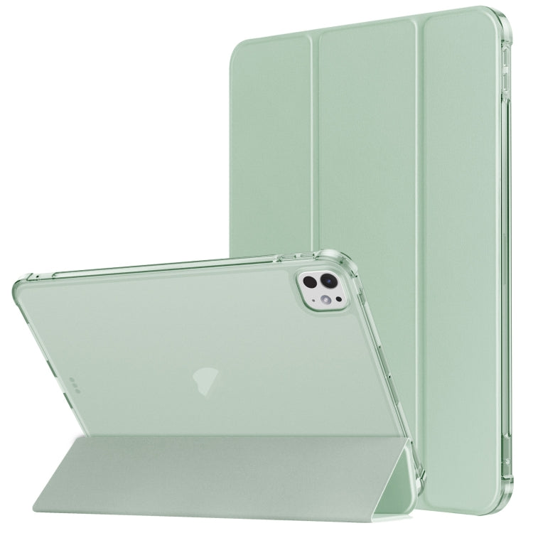 For iPad Pro 11 2024 Tri-fold Holder TPU Cover Frosted Leather Smart Tablet Case withh Pen Slot(Matcha Green) - iPad Pro 11 2024 Cases by PMC TechLife | Online Shopping South Africa | PMC TechLife | Buy Now Pay Later Mobicred