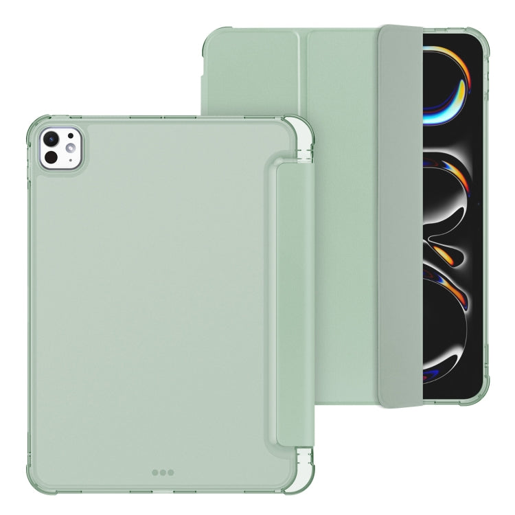 For iPad Pro 11 2024 Tri-fold Holder TPU Cover Frosted Leather Smart Tablet Case withh Pen Slot(Matcha Green) - iPad Pro 11 2024 Cases by PMC TechLife | Online Shopping South Africa | PMC TechLife | Buy Now Pay Later Mobicred