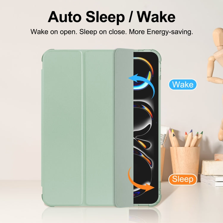 For iPad Pro 11 2024 Tri-fold Holder TPU Cover Frosted Leather Smart Tablet Case withh Pen Slot(Matcha Green) - iPad Pro 11 2024 Cases by PMC TechLife | Online Shopping South Africa | PMC TechLife | Buy Now Pay Later Mobicred