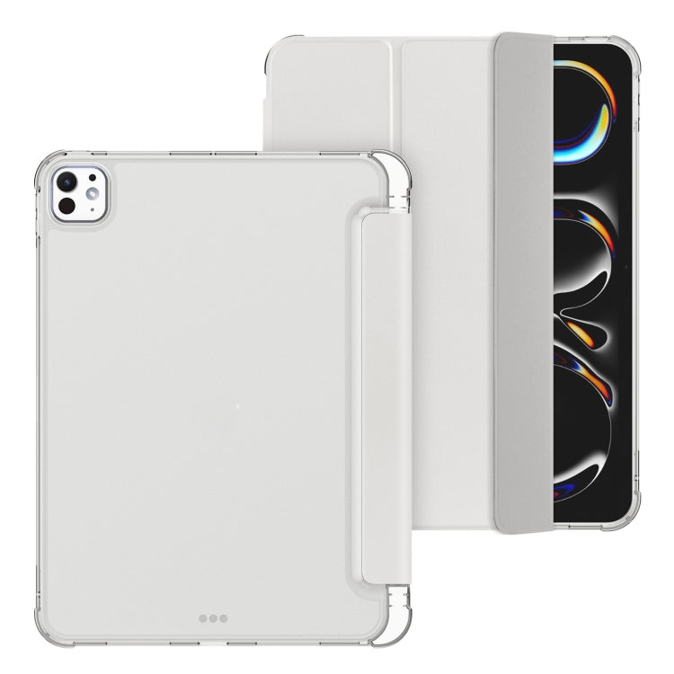 For iPad Pro 11 2024 Tri-fold Holder TPU Cover Frosted Leather Smart Tablet Case withh Pen Slot(Grey) - iPad Pro 11 2024 Cases by PMC TechLife | Online Shopping South Africa | PMC TechLife | Buy Now Pay Later Mobicred