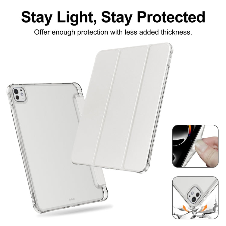 For iPad Pro 11 2024 Tri-fold Holder TPU Cover Frosted Leather Smart Tablet Case withh Pen Slot(Grey) - iPad Pro 11 2024 Cases by PMC TechLife | Online Shopping South Africa | PMC TechLife | Buy Now Pay Later Mobicred