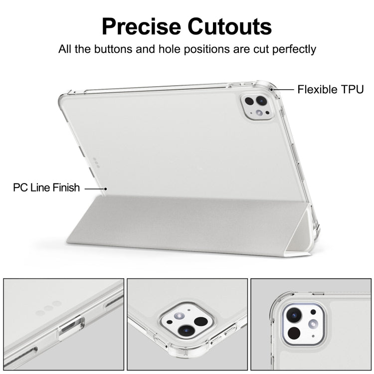 For iPad Pro 11 2024 Tri-fold Holder TPU Cover Frosted Leather Smart Tablet Case withh Pen Slot(Grey) - iPad Pro 11 2024 Cases by PMC TechLife | Online Shopping South Africa | PMC TechLife | Buy Now Pay Later Mobicred
