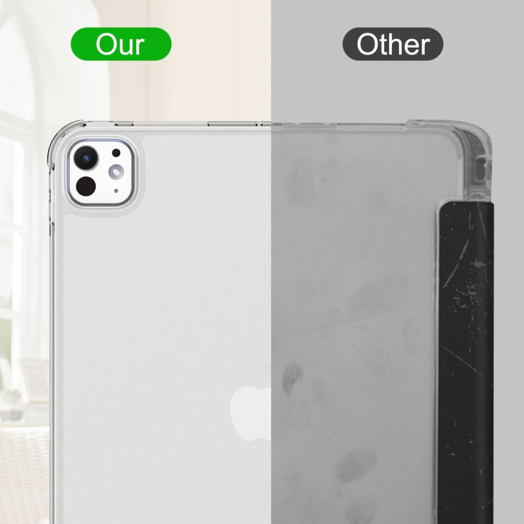 For iPad Pro 11 2024 Tri-fold Holder TPU Cover Frosted Leather Smart Tablet Case withh Pen Slot(Grey) - iPad Pro 11 2024 Cases by PMC TechLife | Online Shopping South Africa | PMC TechLife | Buy Now Pay Later Mobicred