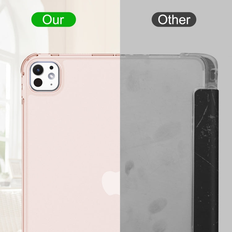 For iPad Pro 11 2024 Tri-fold Holder TPU Cover Frosted Leather Smart Tablet Case withh Pen Slot(Rose Gold) - iPad Pro 11 2024 Cases by PMC TechLife | Online Shopping South Africa | PMC TechLife | Buy Now Pay Later Mobicred