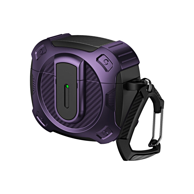 For AirPods 4 Lock Shockproof Bluetooth Earphone Protective Case(Black Purple) - For AirPods 4 by PMC Jewellery | Online Shopping South Africa | PMC Jewellery | Buy Now Pay Later Mobicred