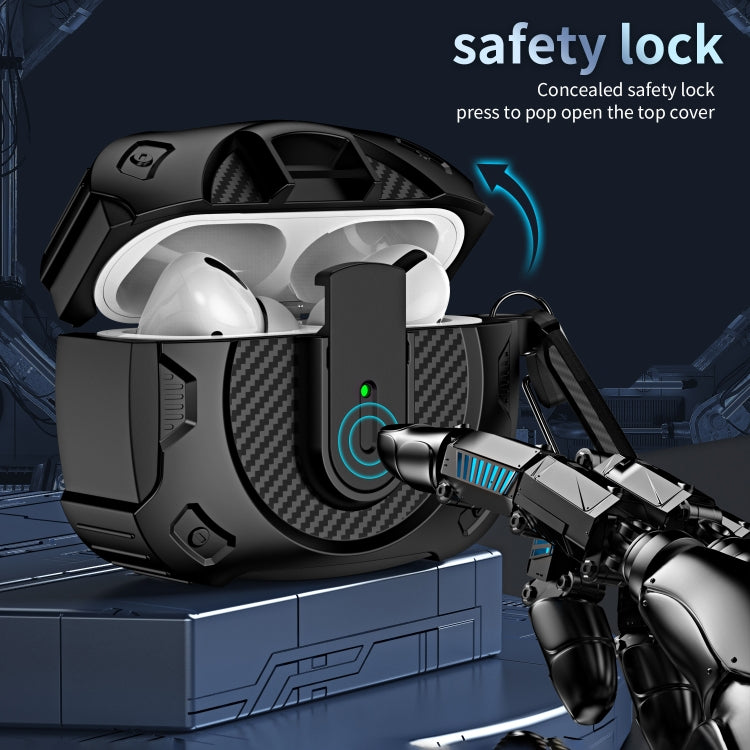 For AirPods 4 Lock Shockproof Bluetooth Earphone Protective Case(Black Blue) - For AirPods 4 by PMC Jewellery | Online Shopping South Africa | PMC Jewellery | Buy Now Pay Later Mobicred