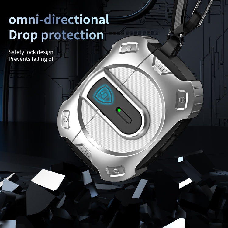 For AirPods Pro 2 Lock Shockproof Bluetooth Earphone Protective Case(Black Silver) - For AirPods Pro 2 by PMC Jewellery | Online Shopping South Africa | PMC Jewellery | Buy Now Pay Later Mobicred