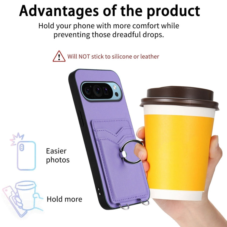 For Google Pixel 9 / 9 Pro R20 Ring Card Holder Phone Case(Purple) - Google Cases by PMC TechLife | Online Shopping South Africa | PMC TechLife | Buy Now Pay Later Mobicred