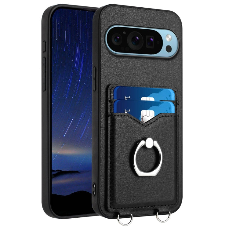 For Google Pixel 9 Pro XL R20 Ring Card Holder Phone Case(Black) - Google Cases by PMC TechLife | Online Shopping South Africa | PMC TechLife | Buy Now Pay Later Mobicred
