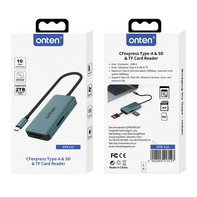 Onten C12 3 in 1 USB-C / Type-C to CFepress Type-A & SD & TF Card Reader(Pine Green) - free shipping - PMC Jewellery - Order now!
