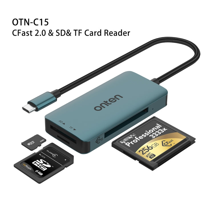 Onten C15 3 in 1 USB-C / Type-C to CFast 2.0 & SD & TF Card Reader(Pine Green) - free shipping - PMC Jewellery - Order now!