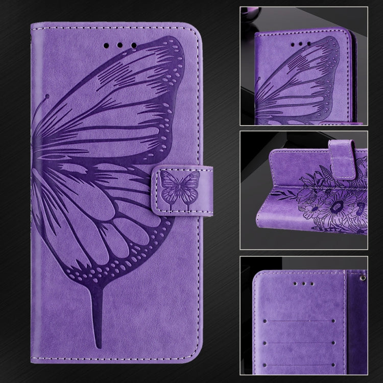 For Blackview Shark 8 Embossed Butterfly Leather Phone Case(Purple) - More Brand by PMC TechLife | Online Shopping South Africa | PMC TechLife | Buy Now Pay Later Mobicred