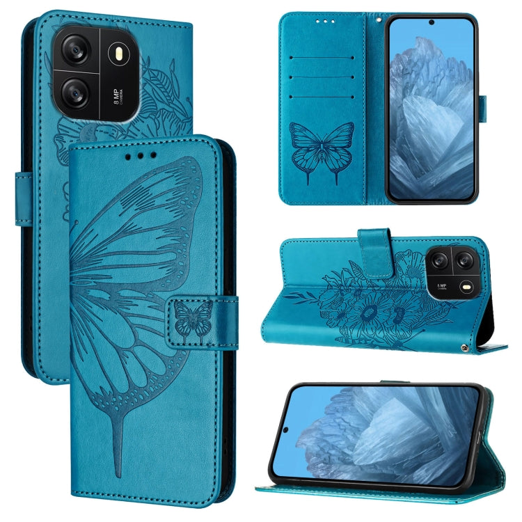 For Blackview Wave 6C Embossed Butterfly Leather Phone Case(Blue) - More Brand by PMC TechLife | Online Shopping South Africa | PMC TechLife | Buy Now Pay Later Mobicred