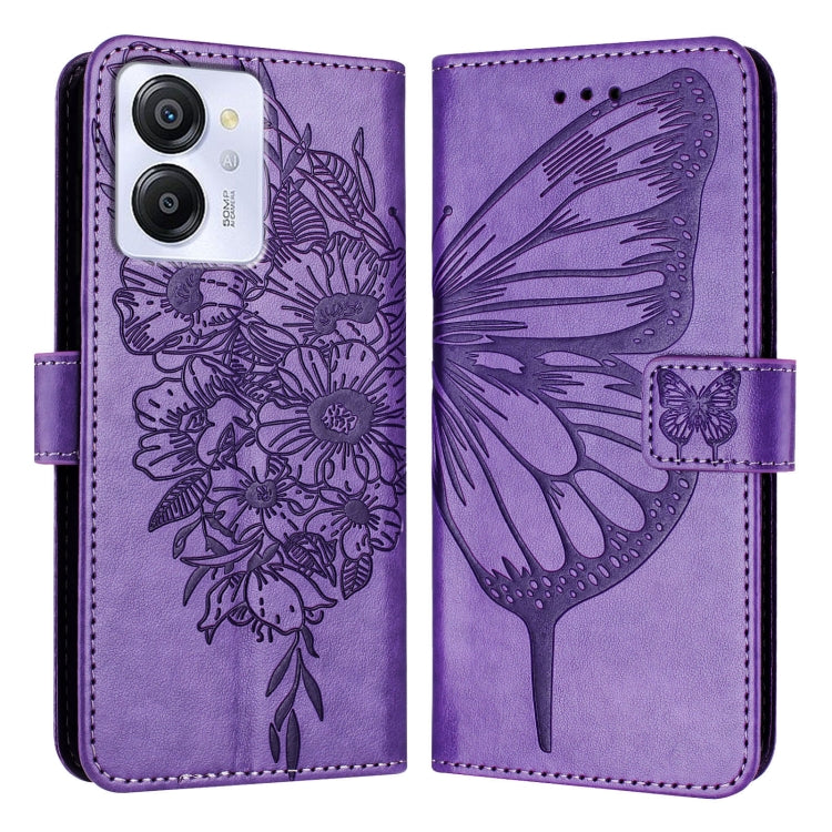 For Blackview Color 8 Embossed Butterfly Leather Phone Case(Purple) - More Brand by PMC TechLife | Online Shopping South Africa | PMC TechLife | Buy Now Pay Later Mobicred