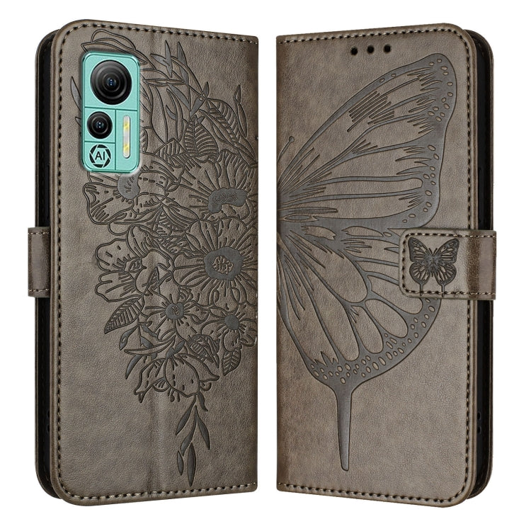 For Ulefone Note 14 Embossed Butterfly Leather Phone Case(Grey) - Ulefone Cases by PMC Jewellery | Online Shopping South Africa | PMC Jewellery | Buy Now Pay Later Mobicred