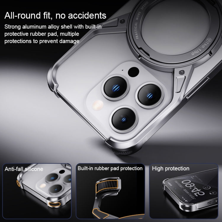 For iPhone 13 / 14 / 15 Aluminum Alloy Frameless 360-Degree Rotating Phone Case(Silver) - free shipping - PMC Jewellery - Order now!