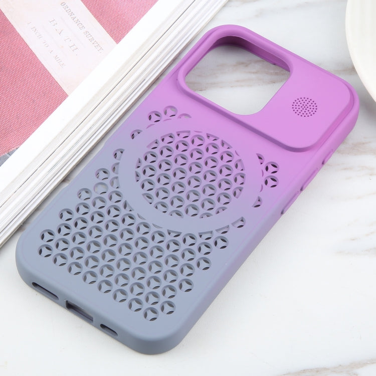 For iPhone 16 Pro Gradient Color Honeycomb Aromatherapy MagSafe Phone Case(Purple Grey) - iPhone 16 Pro Cases by PMC TechLife | Online Shopping South Africa | PMC TechLife | Buy Now Pay Later Mobicred