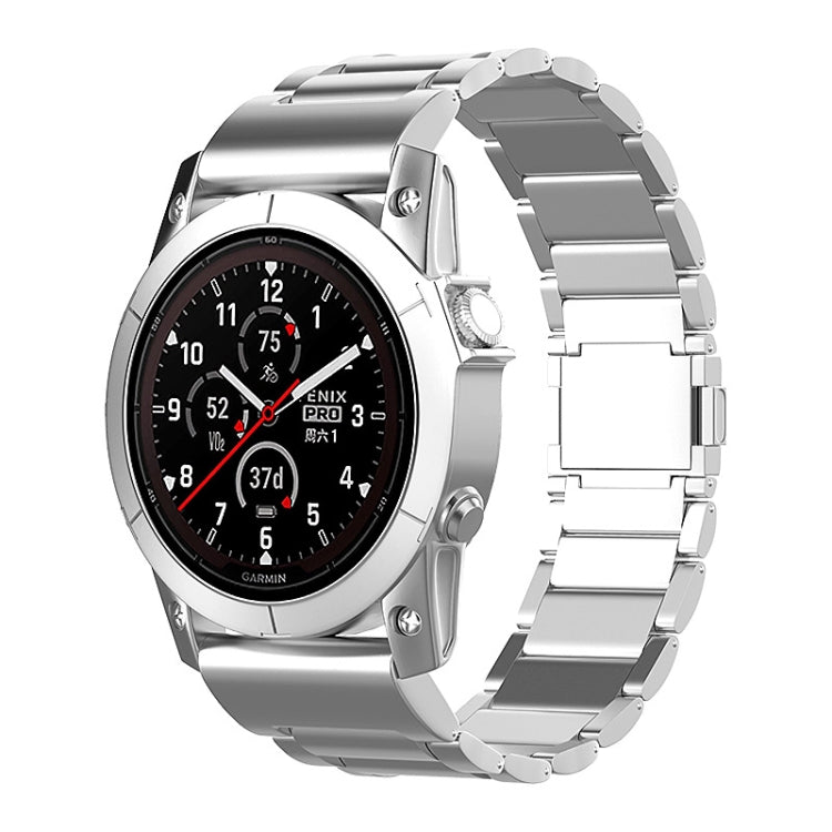 For Garmin Fenix 7 / Forerunner 965 22mm Three-Bead Magnetic Buckle Metal Quick Release Watch Band(Silver) - Watch Bands by PMc TechLife | Online Shopping South Africa | PMc TechLife | Buy Now Pay Later Mobicred