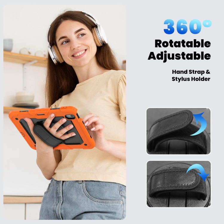 For iPad Air 11 2025 / 2024 Turntable Holder Silicone Hybrid PC Tablet Case with Shoulder Strap(Orange) - free shipping - PMC TechLife - Order now!