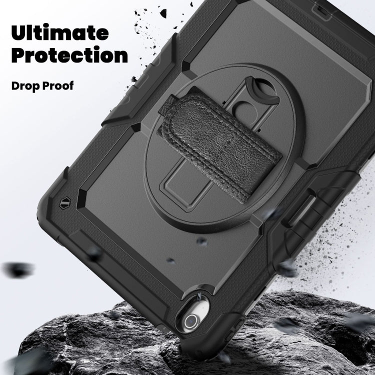 For iPad Air 13 2025 / 2024 Turntable Holder Silicone Hybrid PC Tablet Case with Shoulder Strap(Black) - free shipping - PMC TechLife - Order now!