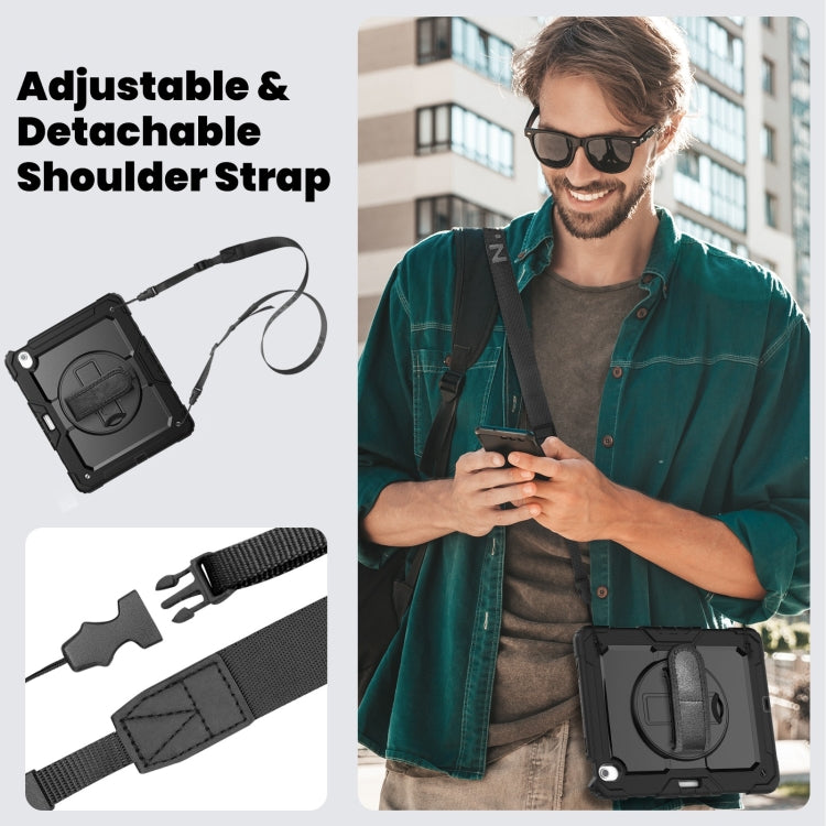 For iPad Air 13 2025 / 2024 Turntable Holder Silicone Hybrid PC Tablet Case with Shoulder Strap(Black) - free shipping - PMC TechLife - Order now!