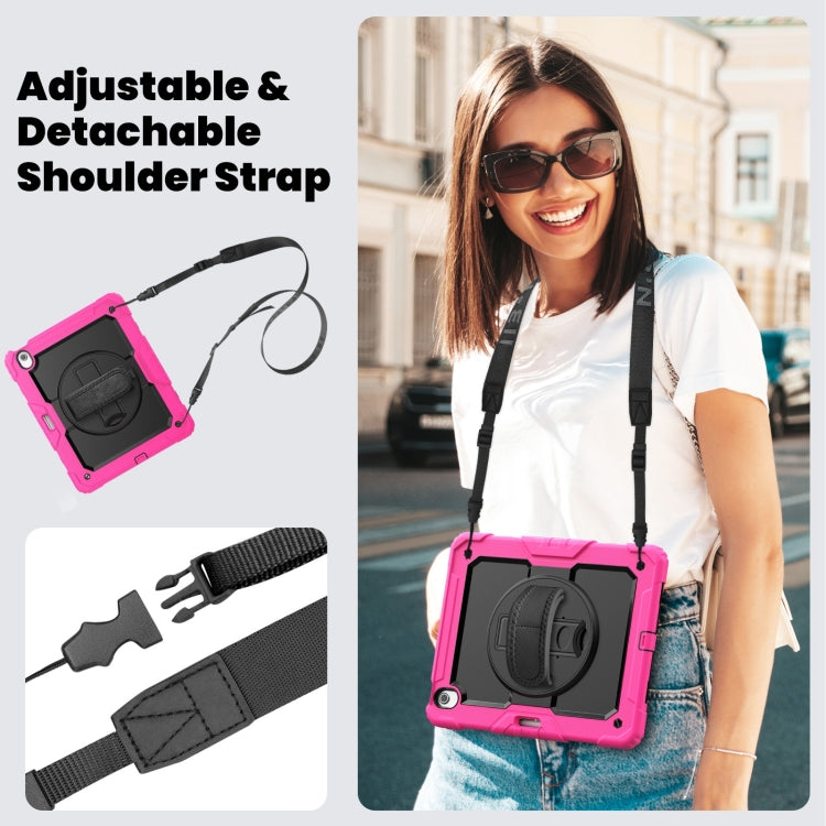 For iPad Air 13 2024 Silicone Hybrid PC Tablet Case with Shoulder Strap(Black + Rose Red) - iPad Air 13 2024 Cases by PMC TechLife | Online Shopping South Africa | PMC TechLife | Buy Now Pay Later Mobicred
