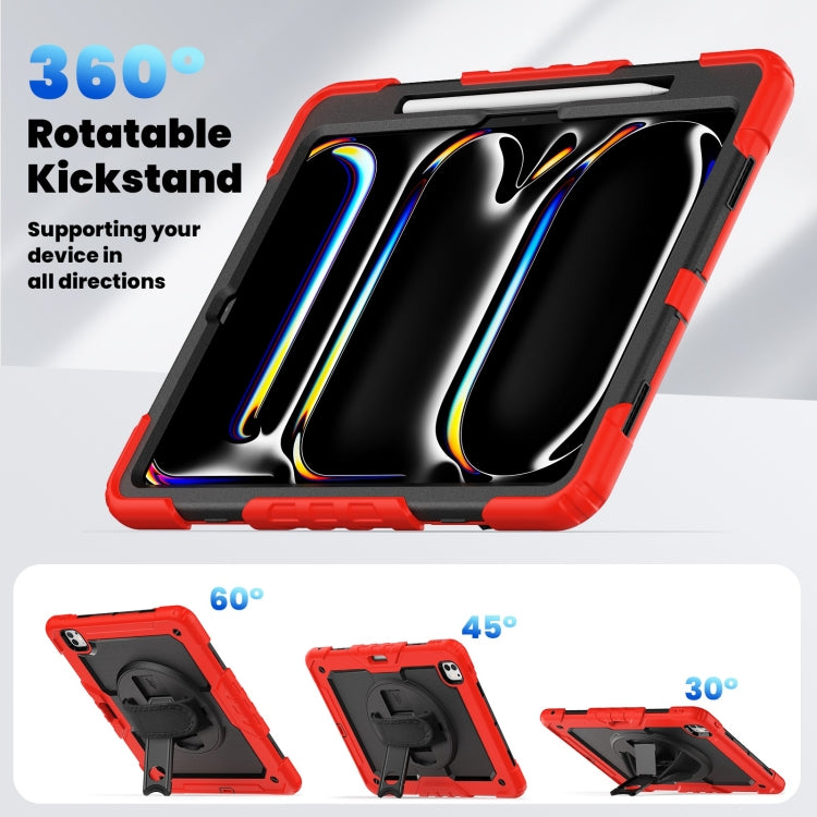 For iPad Pro 13 2024 Silicone Hybrid PC Tablet Case with Shoulder Strap(Red) - iPad Pro 13 2024 Cases by PMC TechLife | Online Shopping South Africa | PMC TechLife | Buy Now Pay Later Mobicred