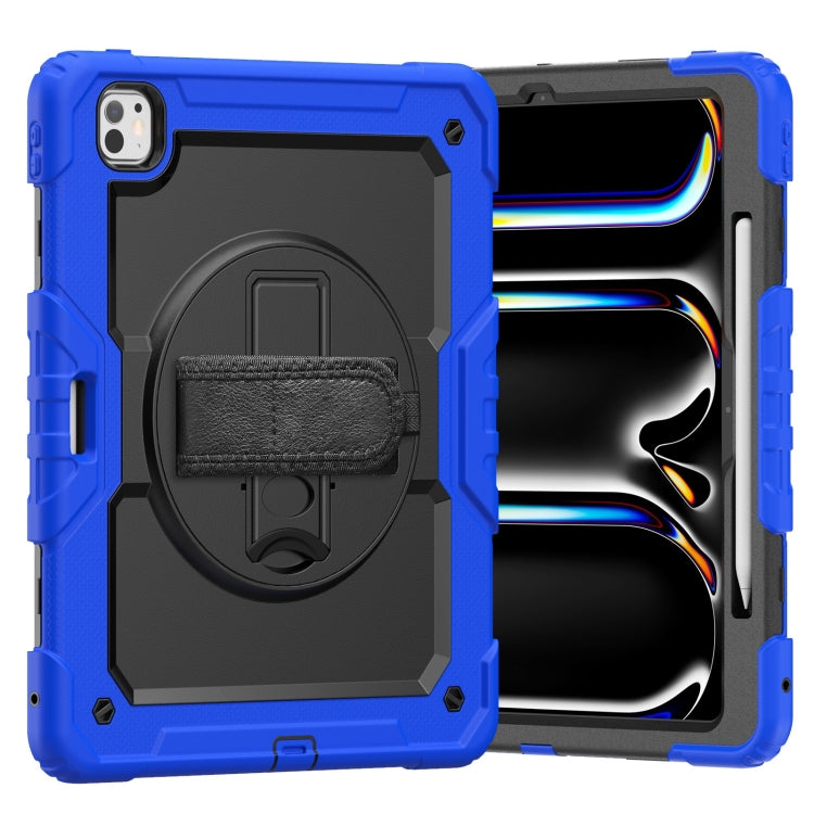 For iPad Pro 13 2024 Silicone Hybrid PC Tablet Case with Shoulder Strap(Black + Dark Blue) - iPad Pro 13 2024 Cases by PMC TechLife | Online Shopping South Africa | PMC TechLife | Buy Now Pay Later Mobicred