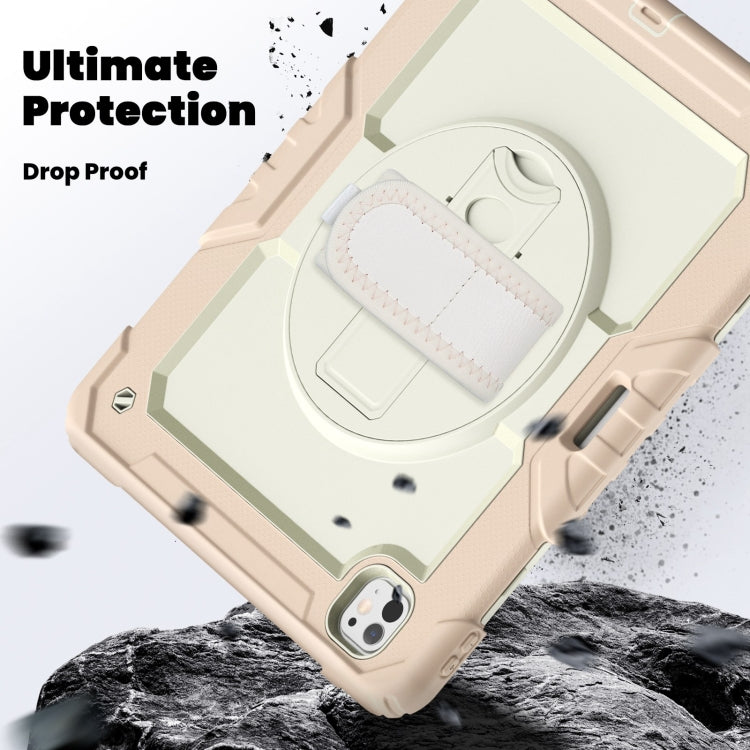 For iPad Pro 13 2024 Silicone Hybrid PC Tablet Case with Shoulder Strap(Beige + Rose Gold) - iPad Pro 13 2024 Cases by PMC TechLife | Online Shopping South Africa | PMC TechLife | Buy Now Pay Later Mobicred