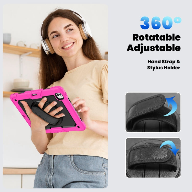 For iPad Pro 13 2024 Silicone Hybrid PC Tablet Case with Shoulder Strap(Black + Rose Red) - iPad Pro 13 2024 Cases by PMC TechLife | Online Shopping South Africa | PMC TechLife | Buy Now Pay Later Mobicred